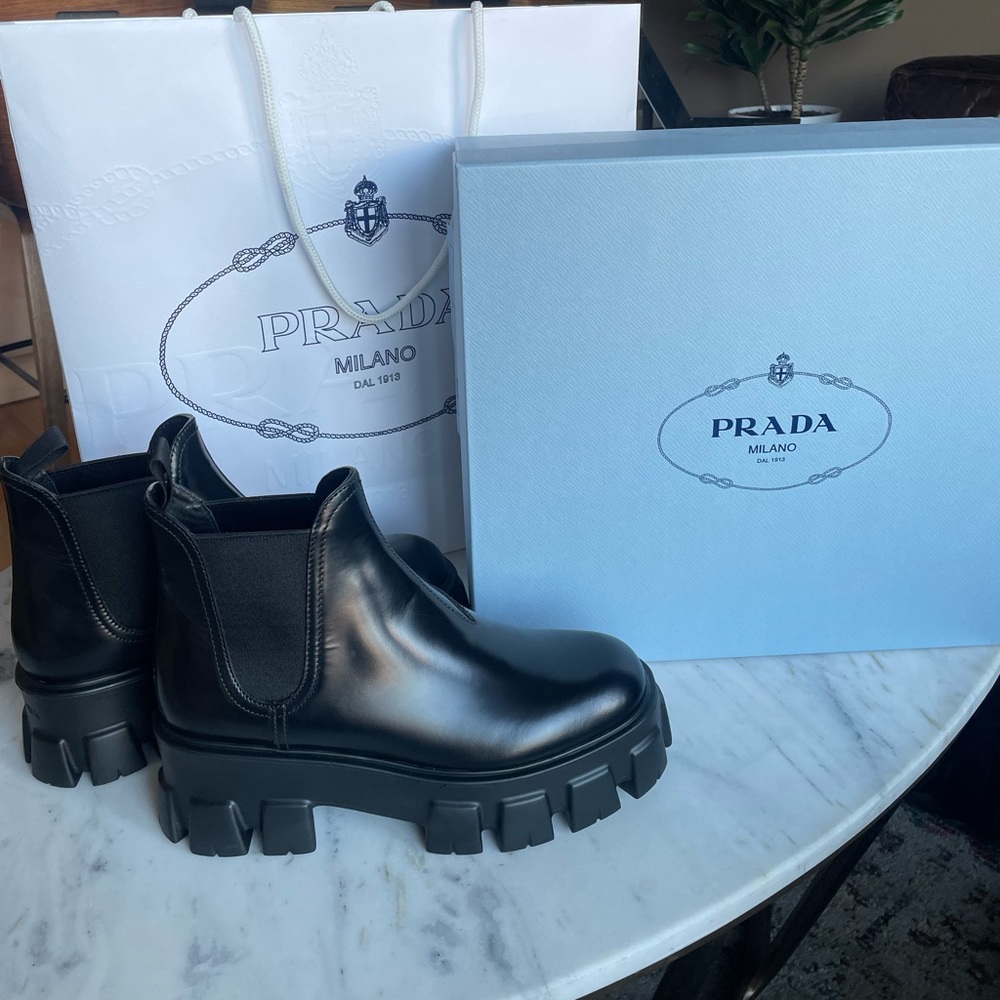 Prada Monolith brushed leather Chelsea boots
